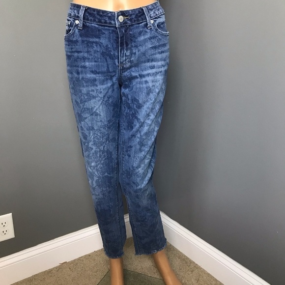 Lucky Brand ORTA Premium High Rise Floral Print Jeans Raw Hem Size 10/28 - Picture 1 of 7